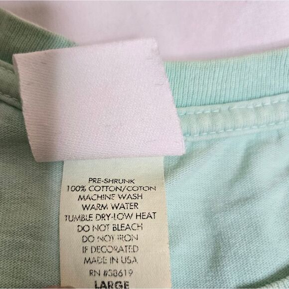 VINTAGE 90s mint green kittens in the rain short sleeve unisex tee shirt L - Picture 6 of 11